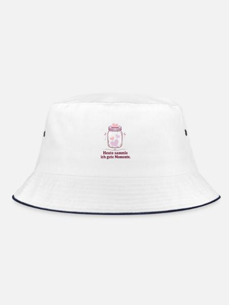 Heute sammle ich gute Momente - Bucket Hat - Weiß/Navy