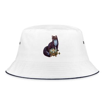 Zobel mit Polarstern-Spieluhr - Bucket Hat - Weiß/Navy - Vorne