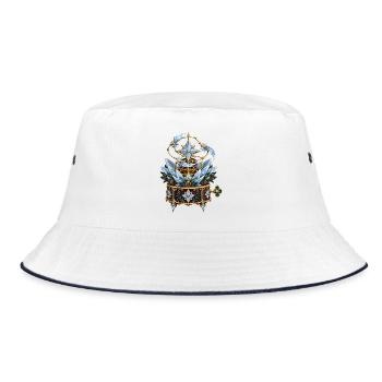 Frostblumen-Uhrwerk mit Kometenmechanik - Bucket Hat - Weiß/Navy - Vorne