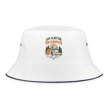 Lagerfeuer am Campingplatz - Bucket Hat - Weiß/Navy - Vorne