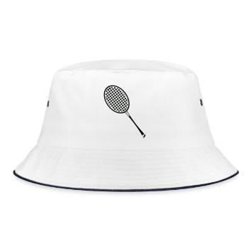 Minimalistische Tennisschläger-Silhouette - Bucket Hat - Weiß/Navy - Vorne