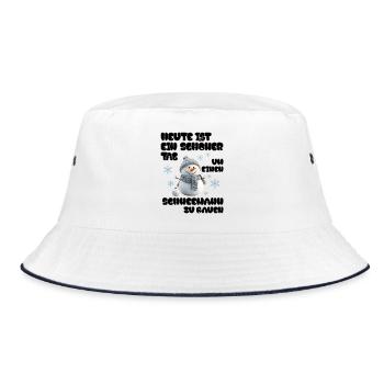 Schneemann Zeit - Snowman Time - Bucket Hat - Weiß/Navy - Vorne
