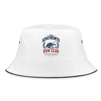 Run Club Schildkröte Motiv - Bucket Hat - Weiß/Navy - Vorne