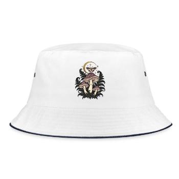 Nachtgarten mit Pilzen – Gothic Art - Bucket Hat - Weiß/Navy - Vorne