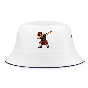Dabbing Schotte – Lustiges Schottland-Motiv - Bucket Hat - Weiß/Navy - Vorne