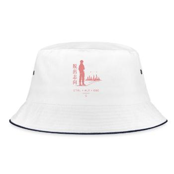 Fluchtblick: Stadt und Ctrl Alt Esc - Bucket Hat - Weiß/Navy - Vorne