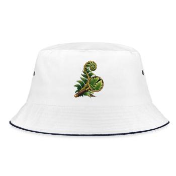 Fern durch eine Feldlinse - Bucket Hat - Weiß/Navy - Vorne