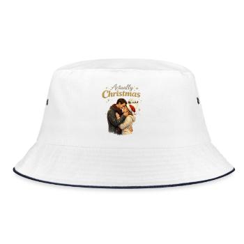 Romantische Weihnachtsumarmungen - Bucket Hat - Weiß/Navy - Vorne