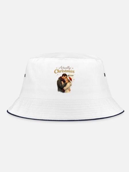 Romantische Weihnachtsumarmungen - Bucket Hat - Weiß/Navy