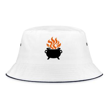 Hexenkessel Zaubertrank Logo - Bucket Hat - Weiß/Navy - Vorne