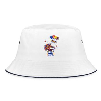 Thanksgiving Truthahn Kürbiskuchen Lustiger Spruch - Bucket Hat - Weiß/Navy - Vorne
