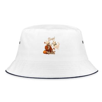 Halloween Skelett Geisterhund Boop für Hundefans - Bucket Hat - Weiß/Navy - Vorne