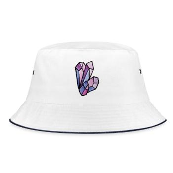 Mosaik aus Buntglas-Edelsteinherzen - Bucket Hat - Weiß/Navy - Vorne