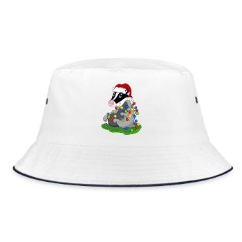 Weihnachtsdachs mit Lichterketten - Bucket Hat - Weiß/Navy - Vorne