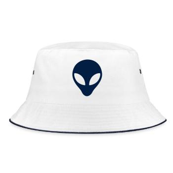 Alien Kopf Silhouette Icon - Bucket Hat - Weiß/Navy - Vorne