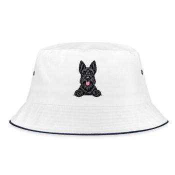 Scottish Terrier - Bucket Hat - Weiß/Navy - Vorne