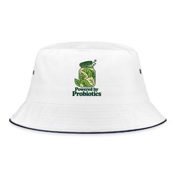 Angetrieben von Probiotika – Fermentierter Lebensmittelliebhaber - Bucket Hat - Weiß/Navy - Vorne
