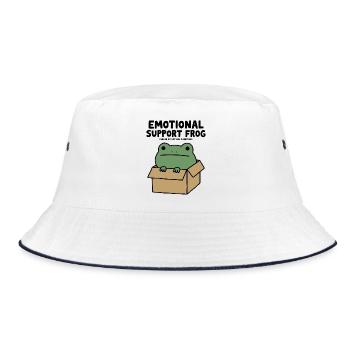 Emotionaler Unterstützungsfrosch - Bucket Hat - Weiß/Navy - Vorne
