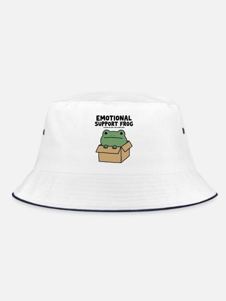 Emotionaler Unterstützungsfrosch - Bucket Hat - Weiß/Navy