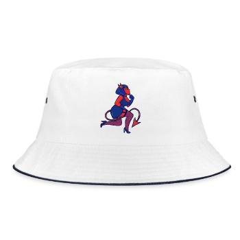 Crimson Devil Pinup - Bucket Hat - Weiß/Navy - Vorne