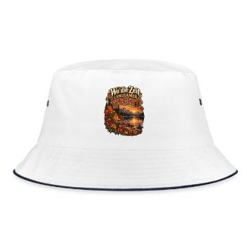 Wo die Zeit langsamer vergeht - Bucket Hat - Weiß/Navy - Vorne