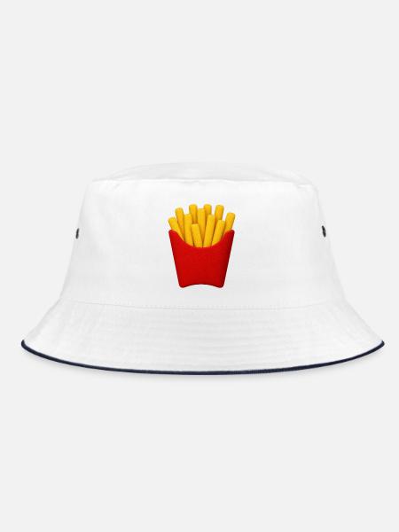 Pommes Frites Cartoon Muster - Bucket Hat - Weiß/Navy