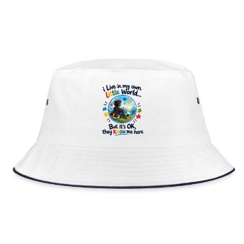 Eigene Kleine Welt - Bucket Hat - Weiß/Navy - Vorne