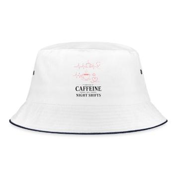 Kaffeeherz Nachtdienst Design - Bucket Hat - Weiß/Navy - Vorne