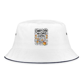 Candy Corn and Chaos Control – Halloween - Bucket Hat - Weiß/Navy - Vorne