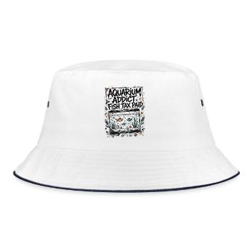 Aquaristik – Aquarium Addict Fish Tax Paid - Bucket Hat - Weiß/Navy - Vorne