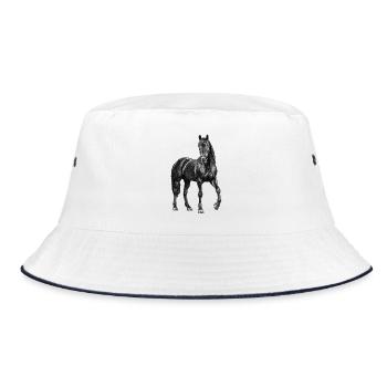 Pferd Hengst - Bucket Hat - Weiß/Navy - Vorne