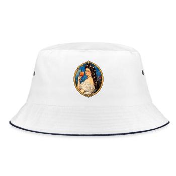 Kaiserin Sisi – Österreich Vintage - Sissi - Bucket Hat - Weiß/Navy - Vorne