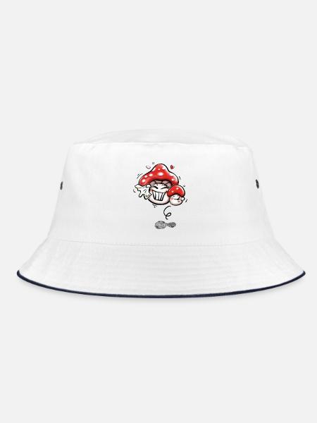 Pilze im Glück - Bucket Hat - Weiß/Navy