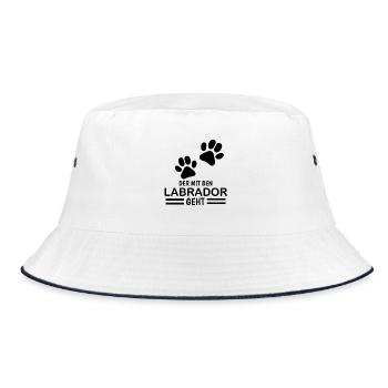 Herrchen Labrador der mit dem Labrador geht - Bucket Hat - Weiß/Navy - Vorne
