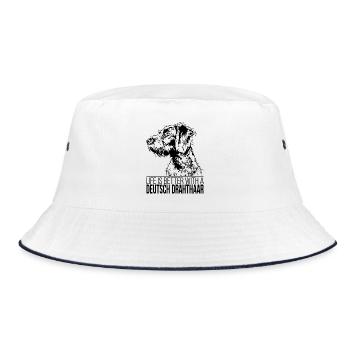 GERMAN DRAHTHAAR life is better Saying Wilsigns - Bucket Hat - white/navy - Front