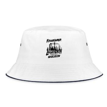 Kranführer Sprüche Legenden arbeiten über den - Bucket Hat - Weiß/Navy - Vorne