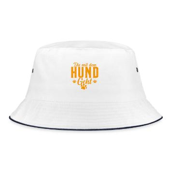 The one who walks with the dog Dogs Mom - Bucket Hat - white/navy - Front