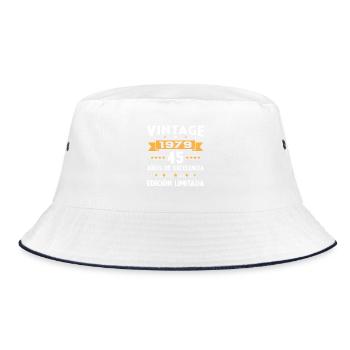 45 Jahre 1979 Vintage Geburtstagsgeschenk - Bucket Hat - Weiß/Navy - Vorne