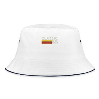 Retro Classic Nummer 55 Jahrgang 1955 - Bucket Hat - Weiß/Navy - Vorne