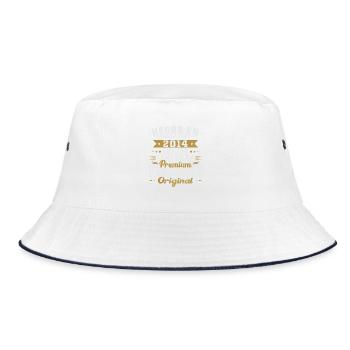 Hergestellt im Jahr 2014 Vintage Geburtstagsgeschenk - Bucket Hat - Weiß/Navy - Vorne