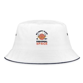 My Happy Place Is My Personal Space - Bucket Hat - white/navy - Front