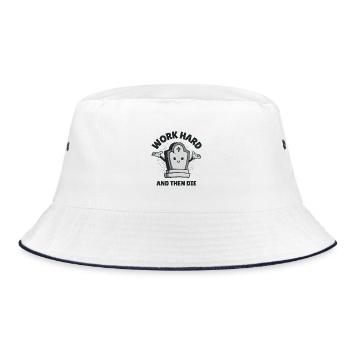 Work Hard and Then Die - Bucket Hat - white/navy - Front