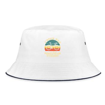 Ich kann nicht, ich fahre einen Radfahrer an - Bucket Hat - Weiß/Navy - Vorne