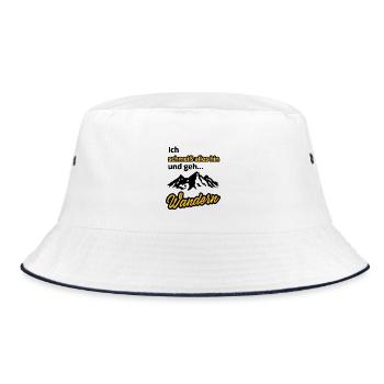 ich schmeiß alles hin und geh wandern - Bucket Hat - Weiß/Navy - Vorne