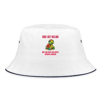 Motivierte Schildkröte Jogging Buddy Helga - Bucket Hat - Weiß/Navy - Vorne