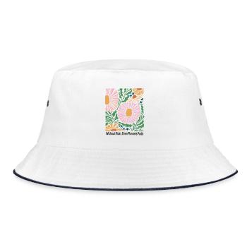 Sans pluie design floral style rétro - Bob - blanc/marine - Devant