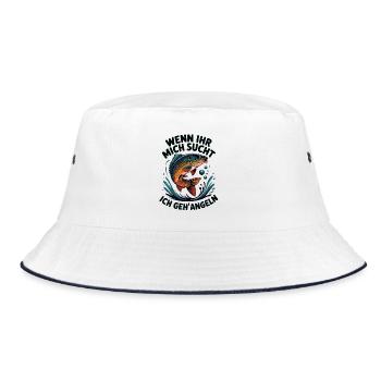 Wenn Ihr mich sucht - ich geh Angeln - Bucket Hat - Weiß/Navy - Vorne