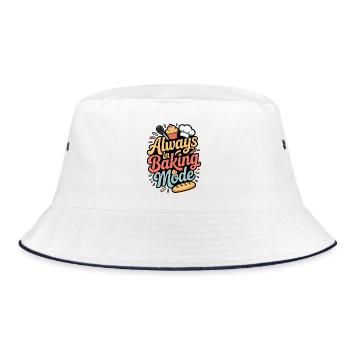 Immer bereit zu backen buntes Bäckermotiv - Bucket Hat - Weiß/Navy - Vorne