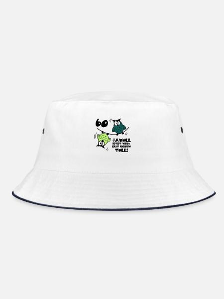 Geburtstag 60 jawoll lustige Eulen - Bucket Hat - Weiß/Navy - Vorne