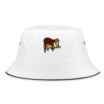 chill faultier entspannen muede chillen haengen sc - Bucket Hat - Weiß/Navy - Vorne